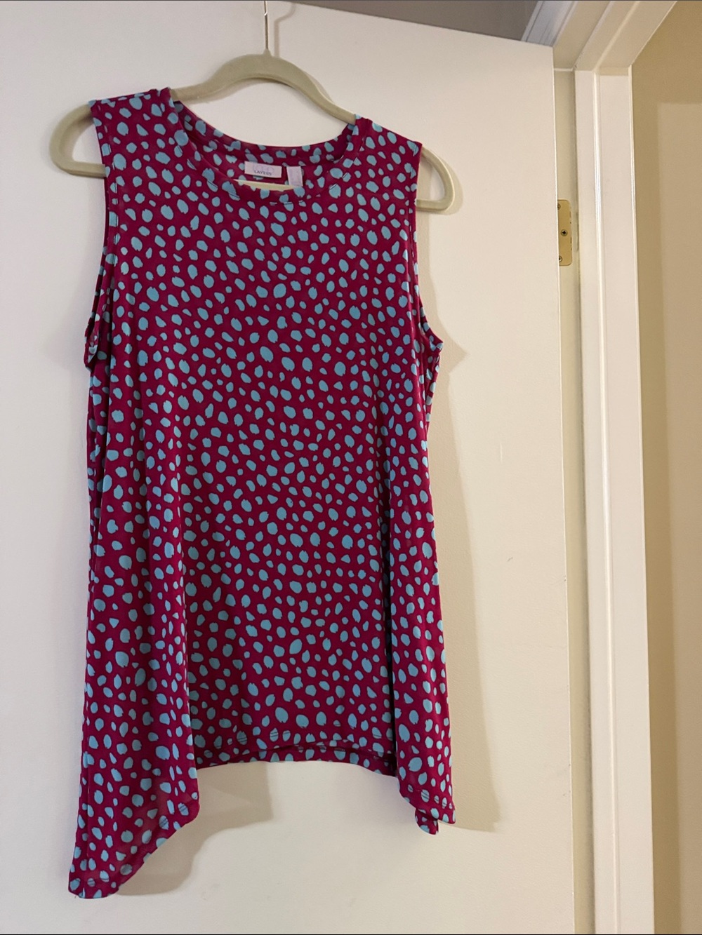 Women's Magenta Polka Dot Sleeveless Tank Top by Logo Layers